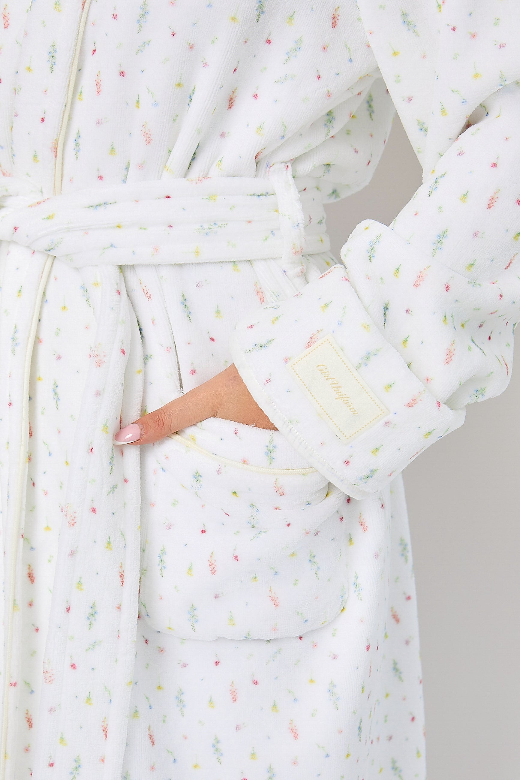 Ditsy Bathrobe in White