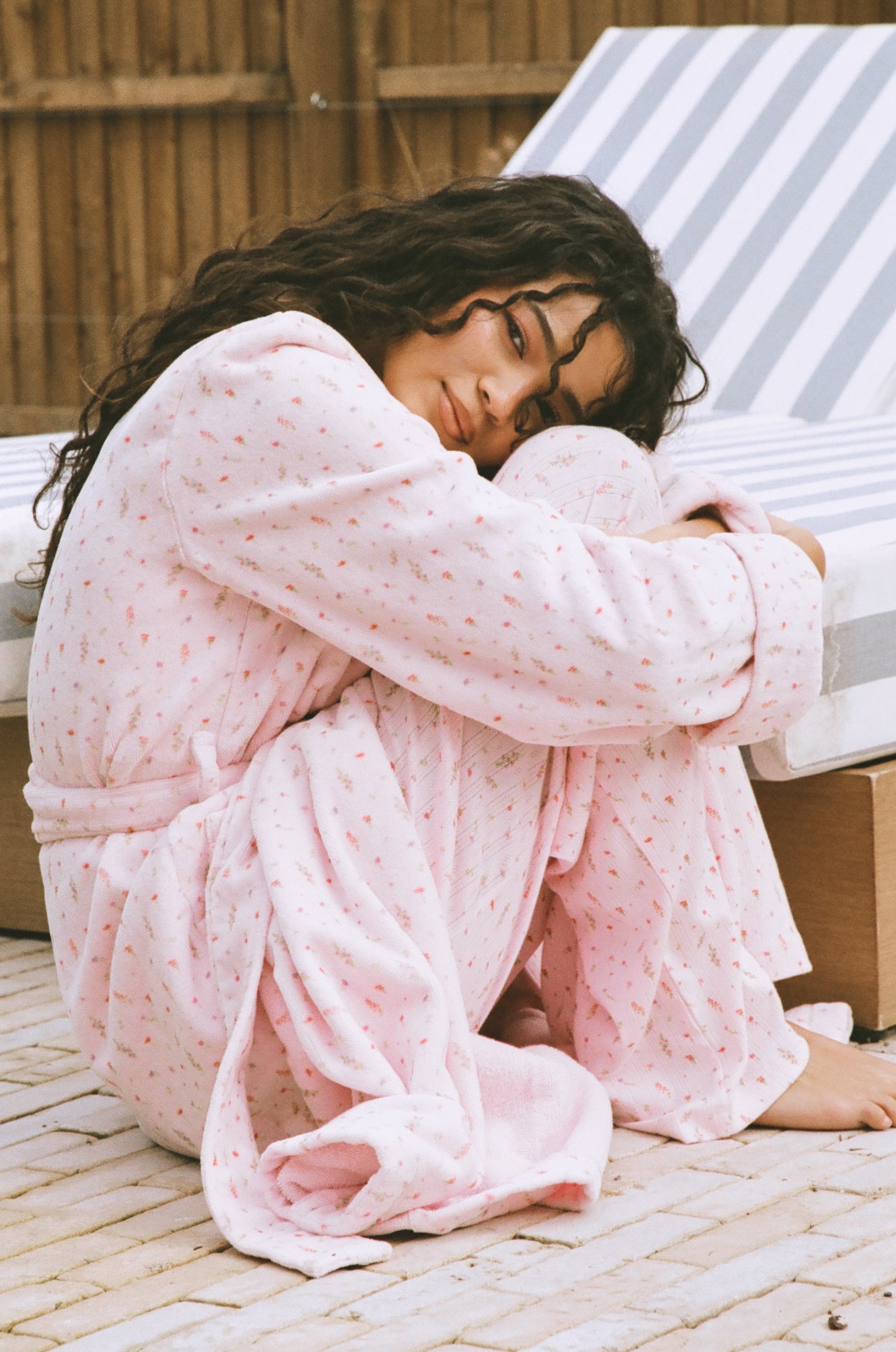 Ditsy Bathrobe in Pink