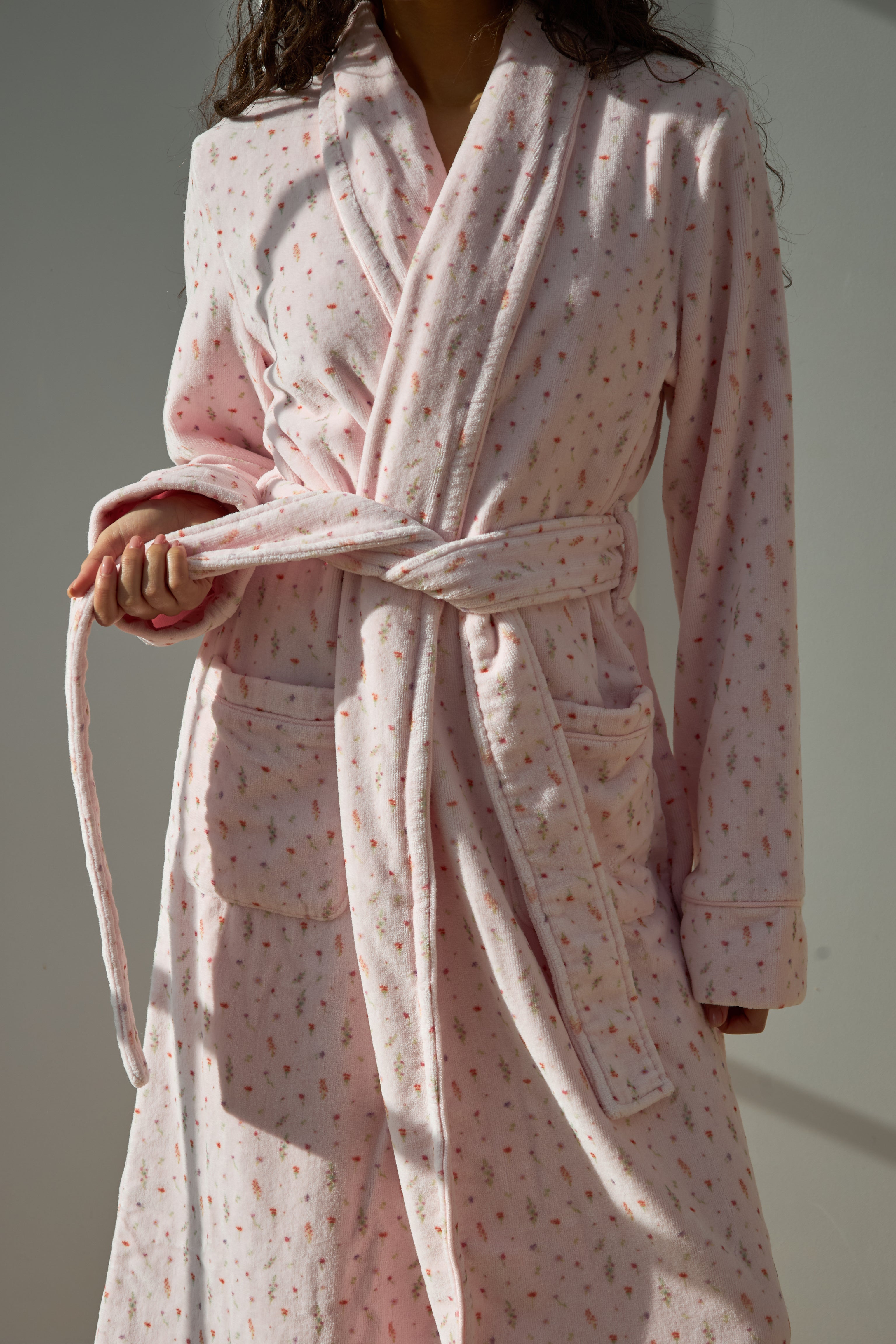 Ditsy Bathrobe in Pink