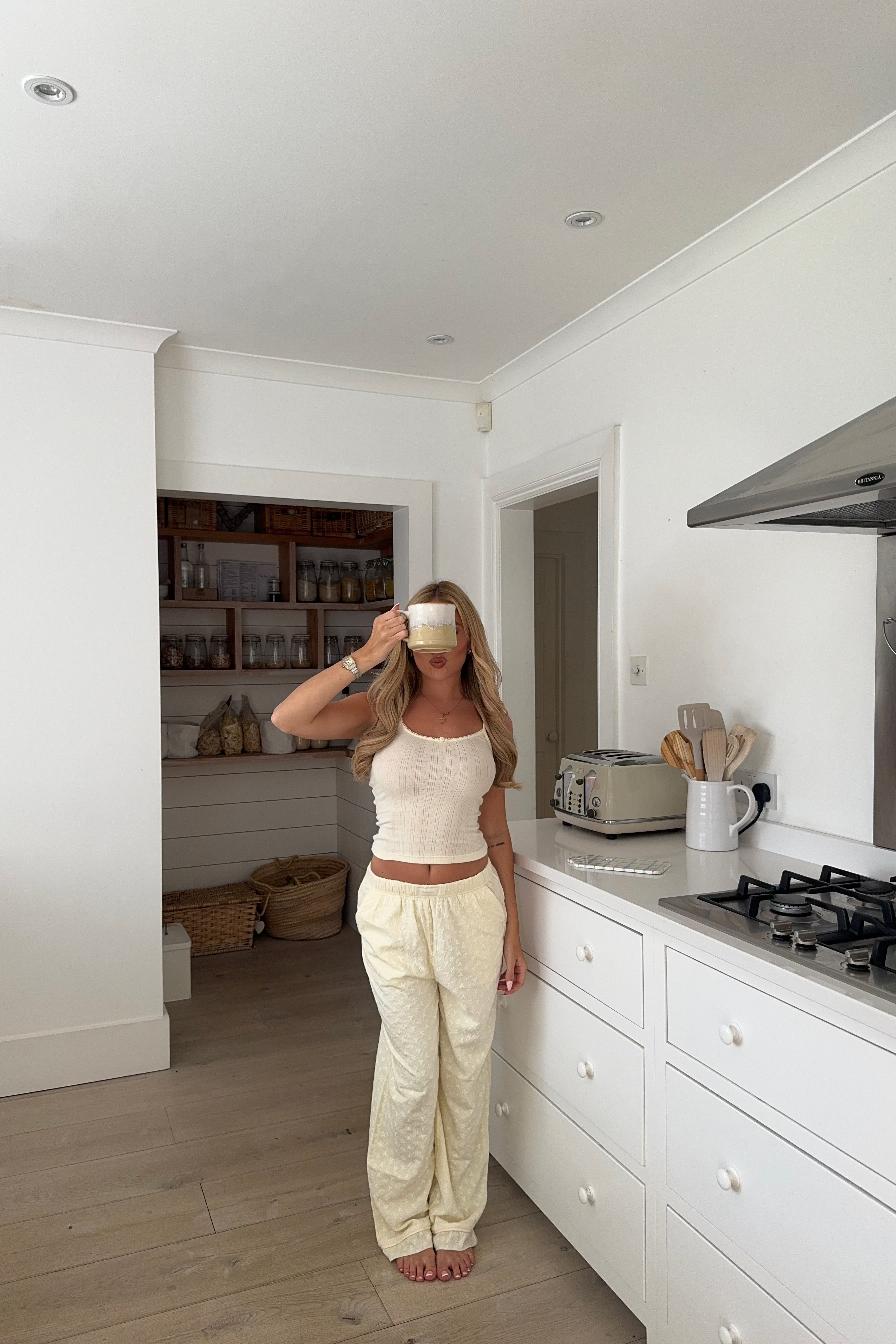 Broaderie Anglaise Trousers in Buttermilk