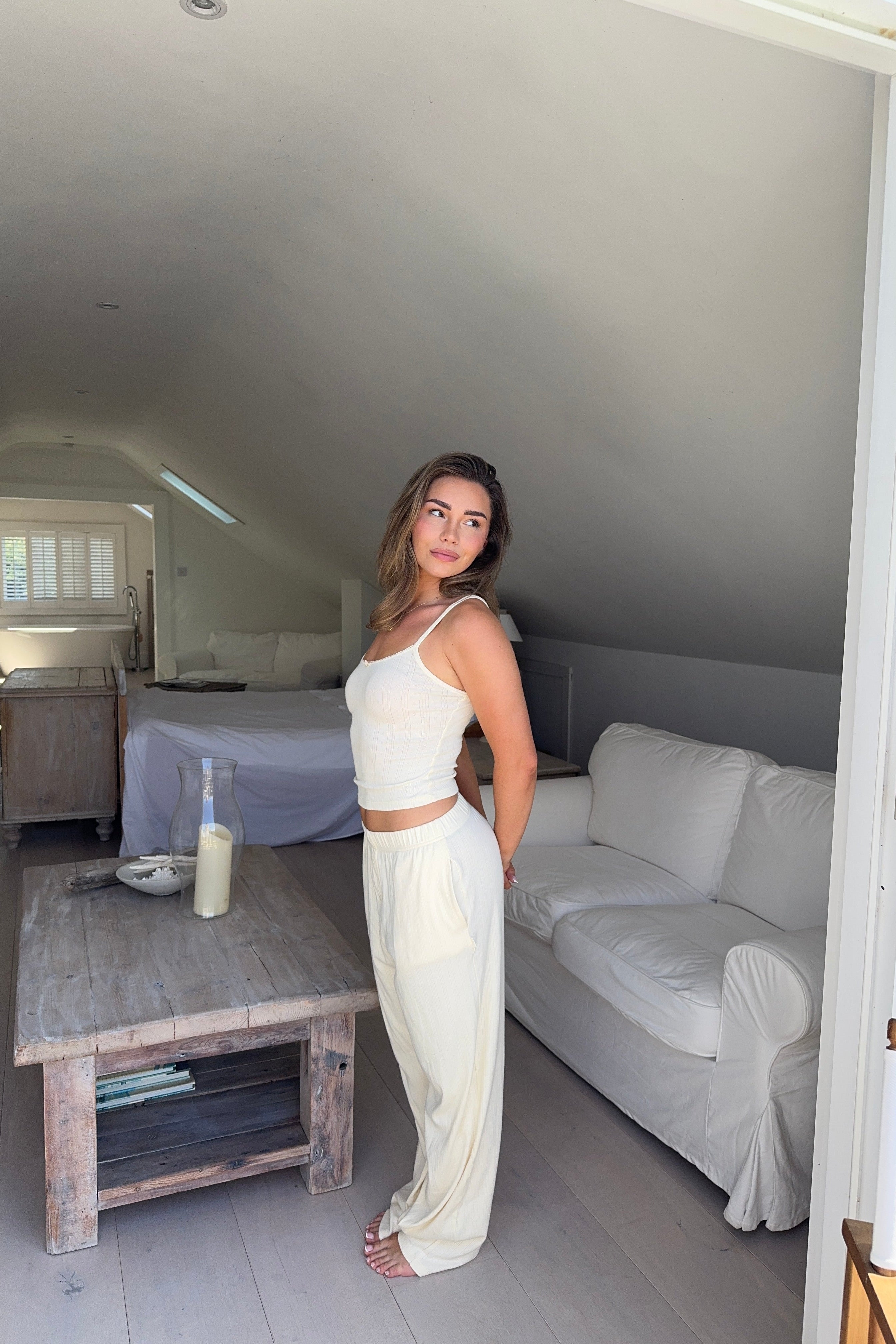 Buttermilk Pointelle Trousers