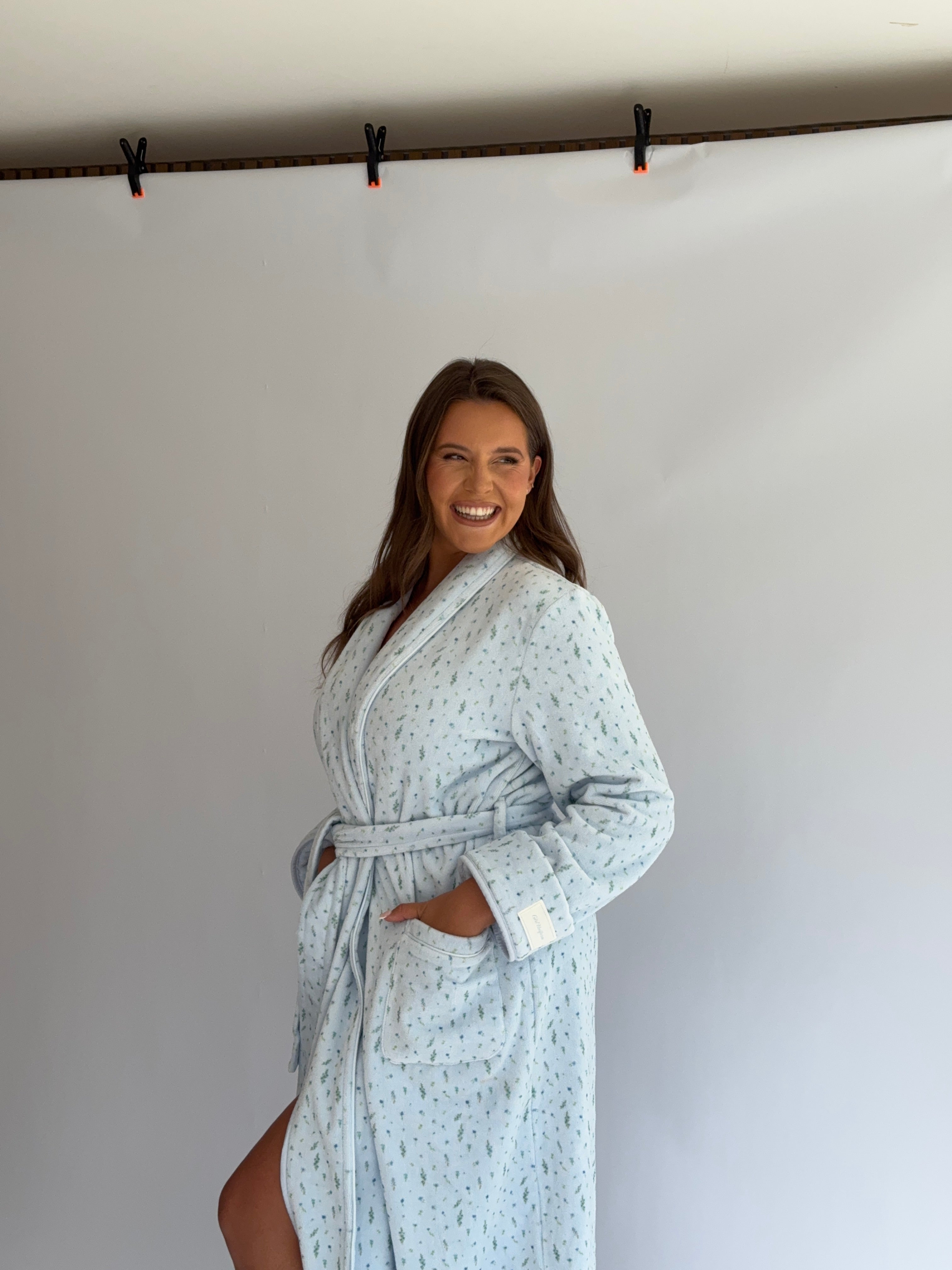 Ditsy Bathrobe in Blue