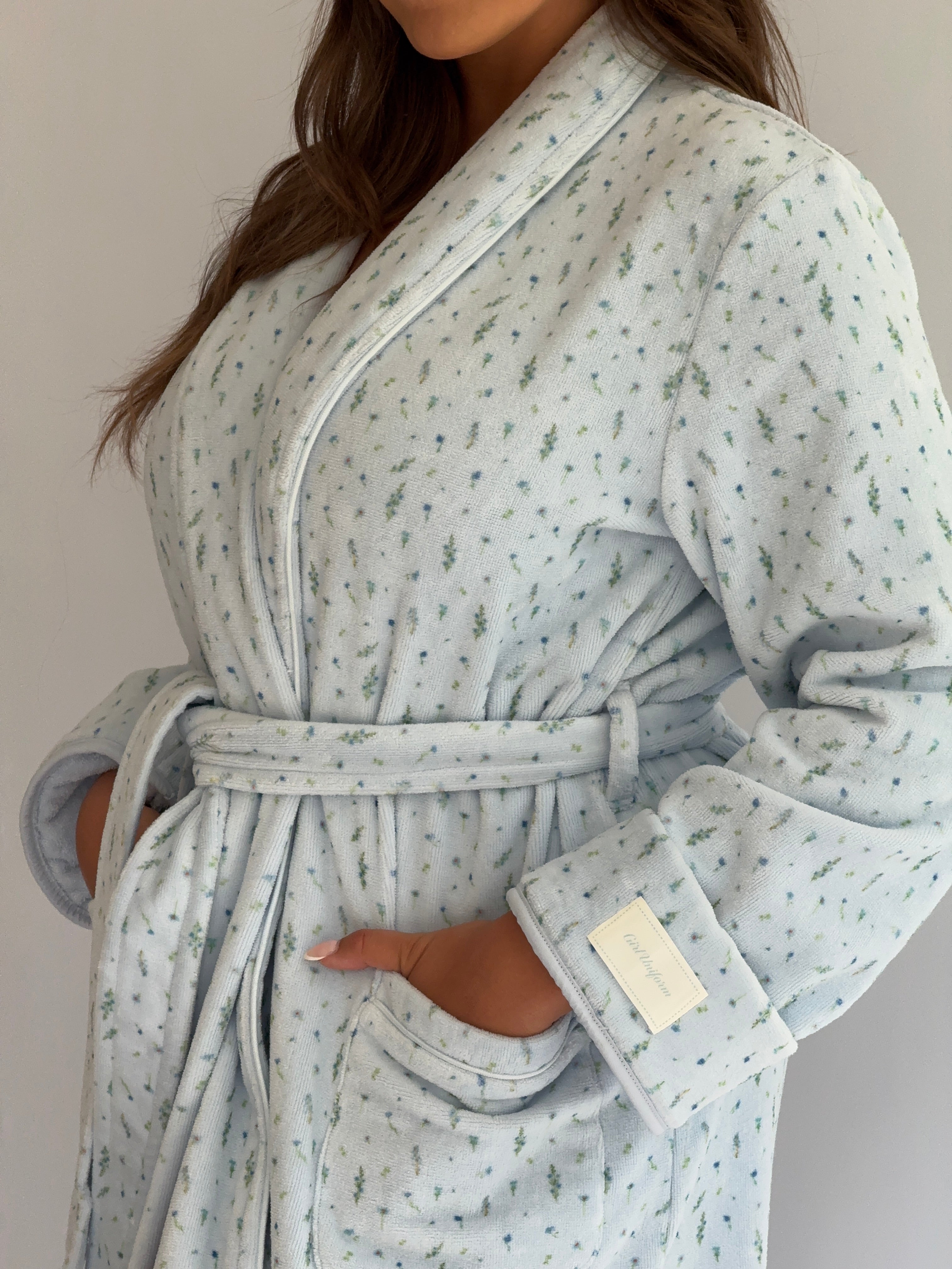 Ditsy Bathrobe in Blue