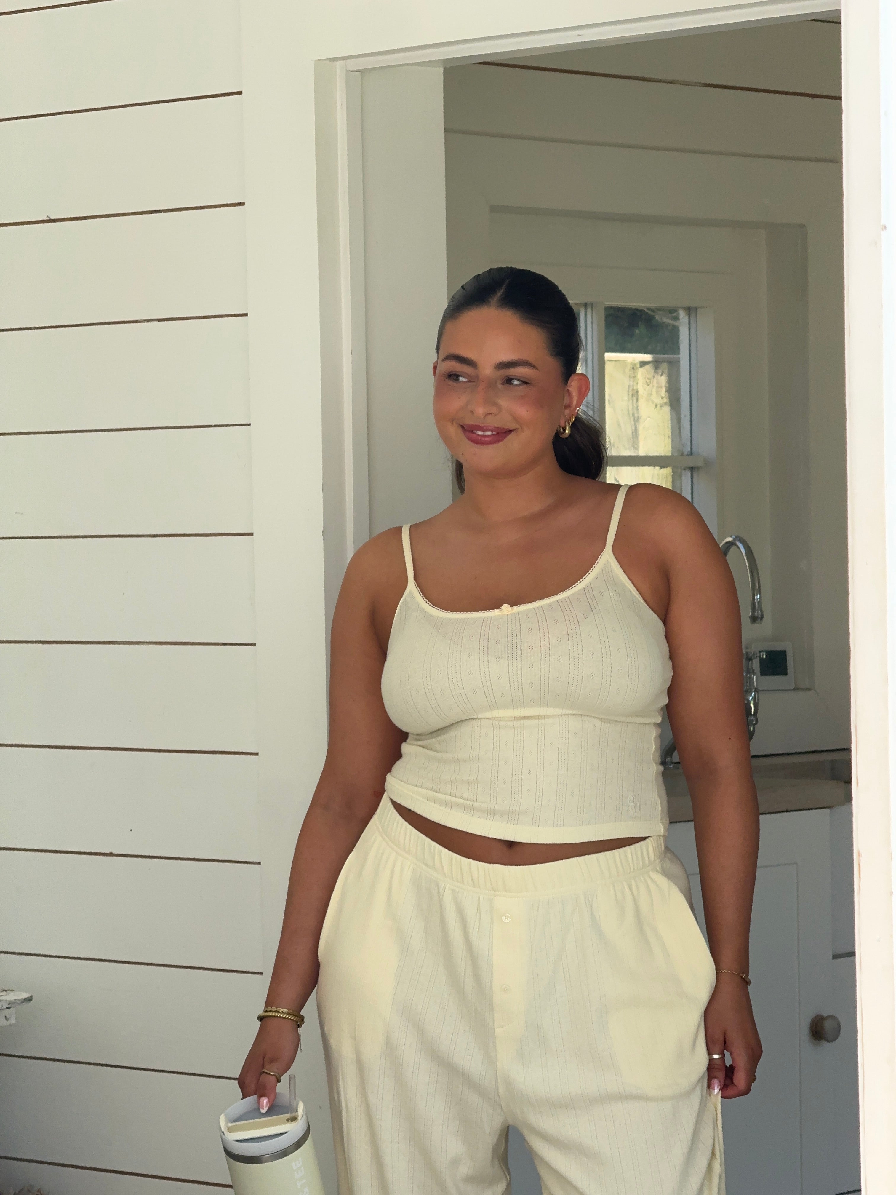 Buttermilk Pointelle Trousers