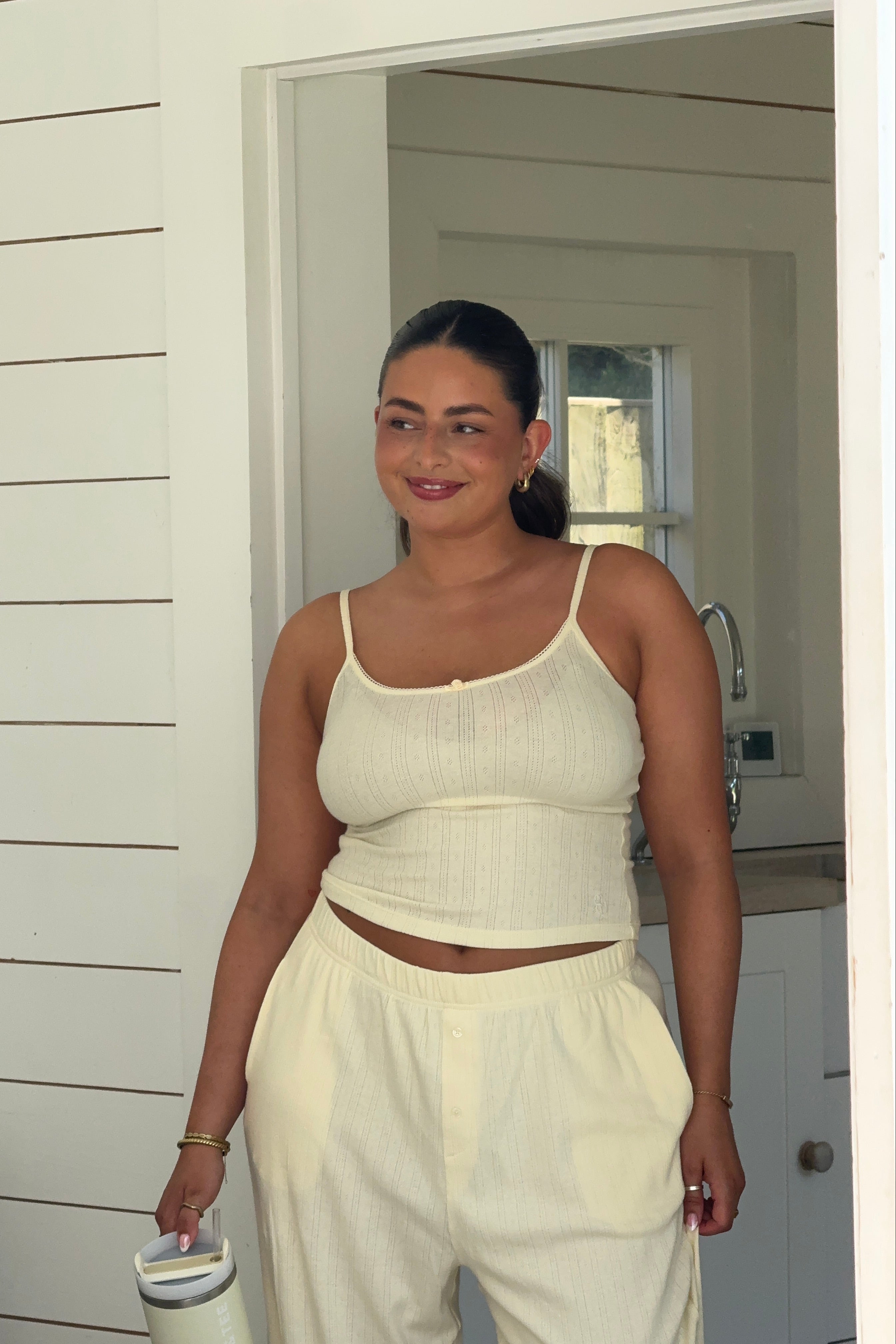 Buttermilk Pointelle Trousers
