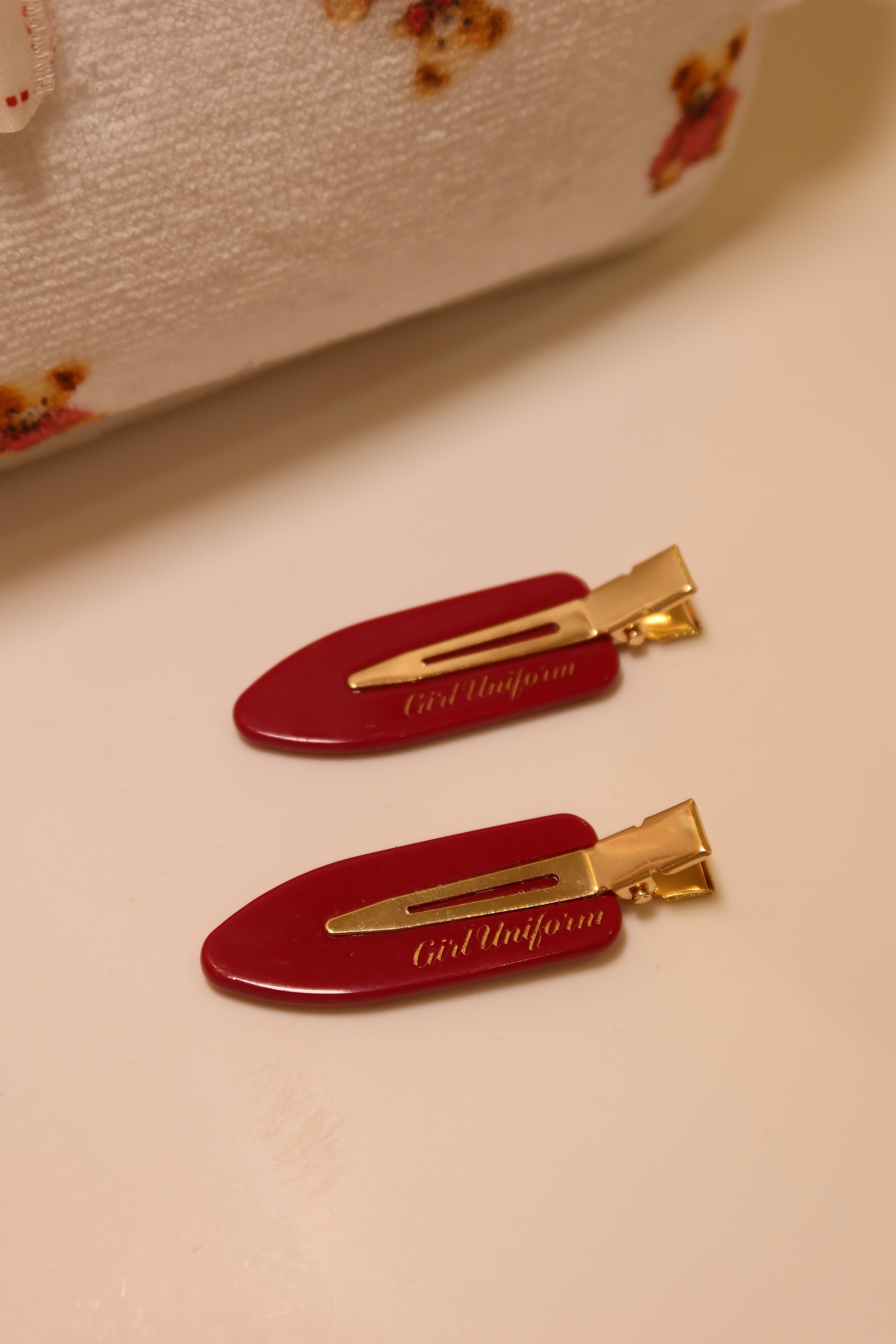 Ribbon Red Hair Clips x 6 pack