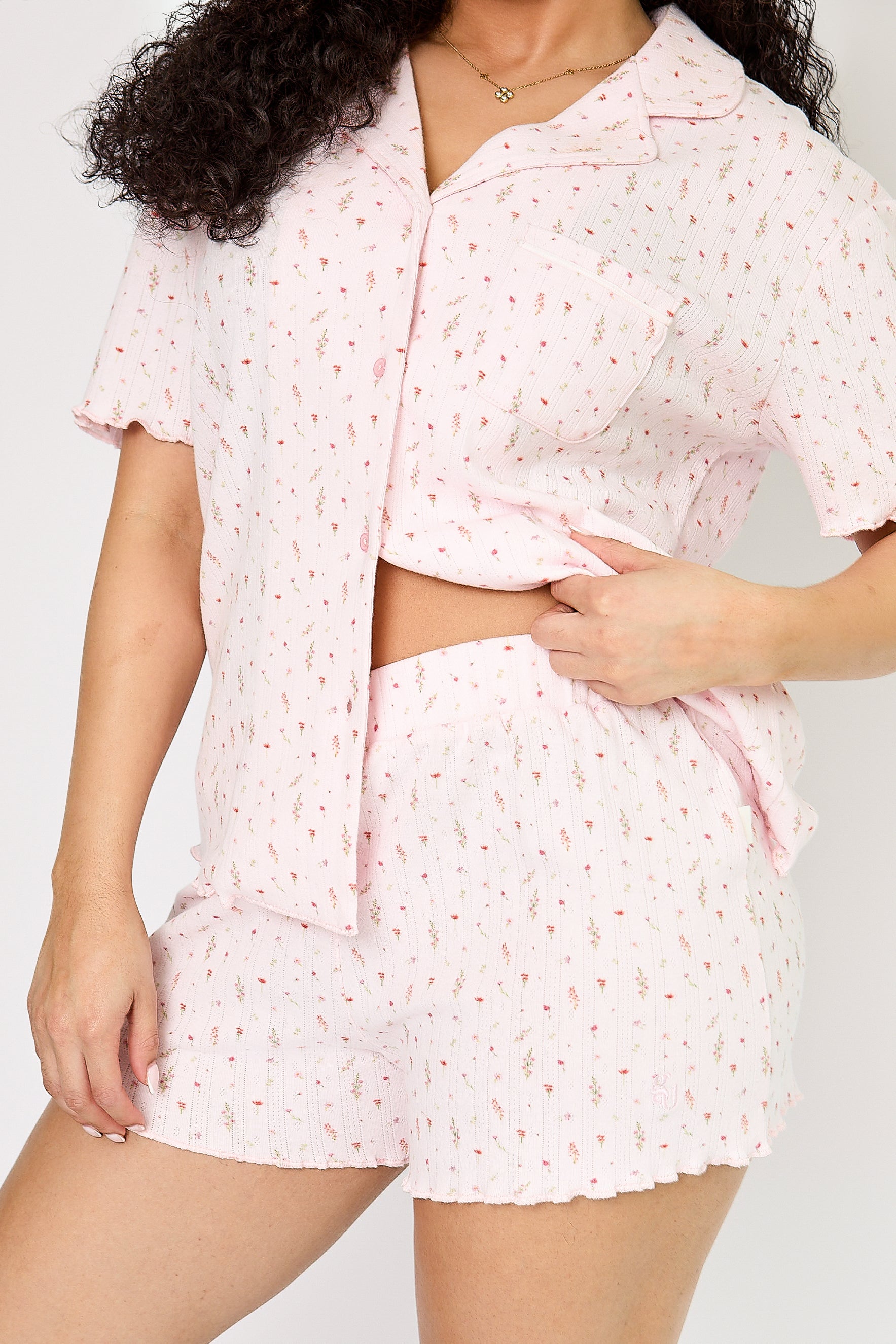 Pink Lettuce Hem Pyjama Shorts by Girls Uniform