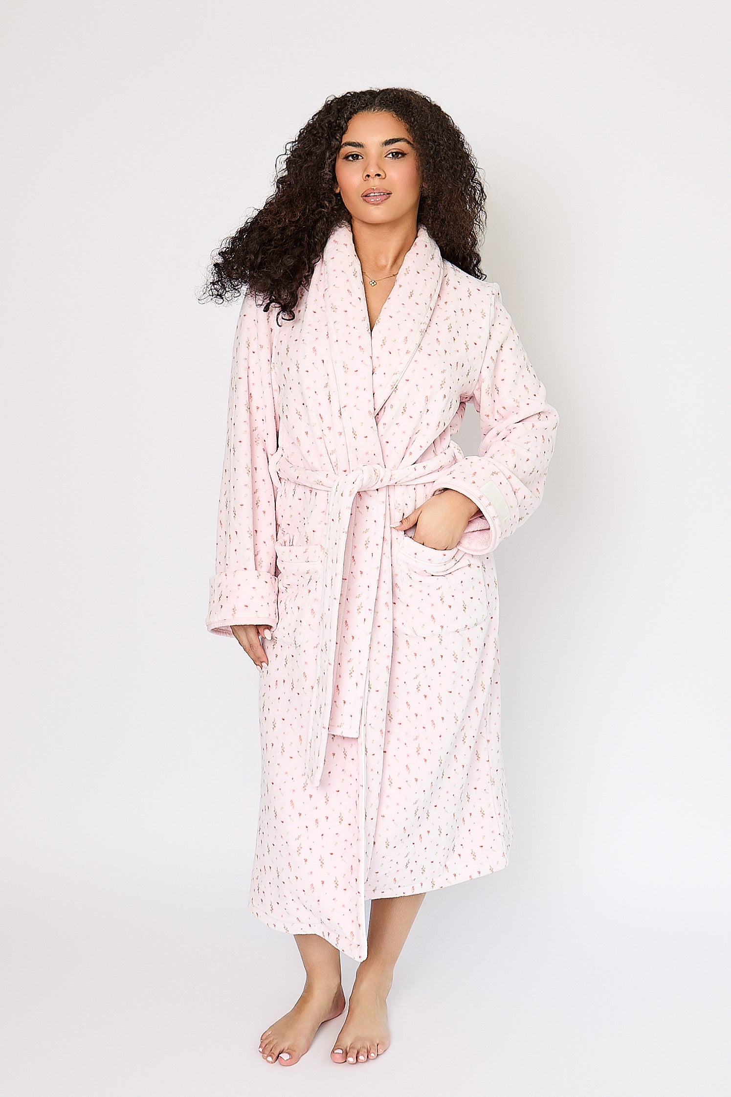 Pink Luxury Ditsy 100% Cotton Bathrobe by Girls Uniform