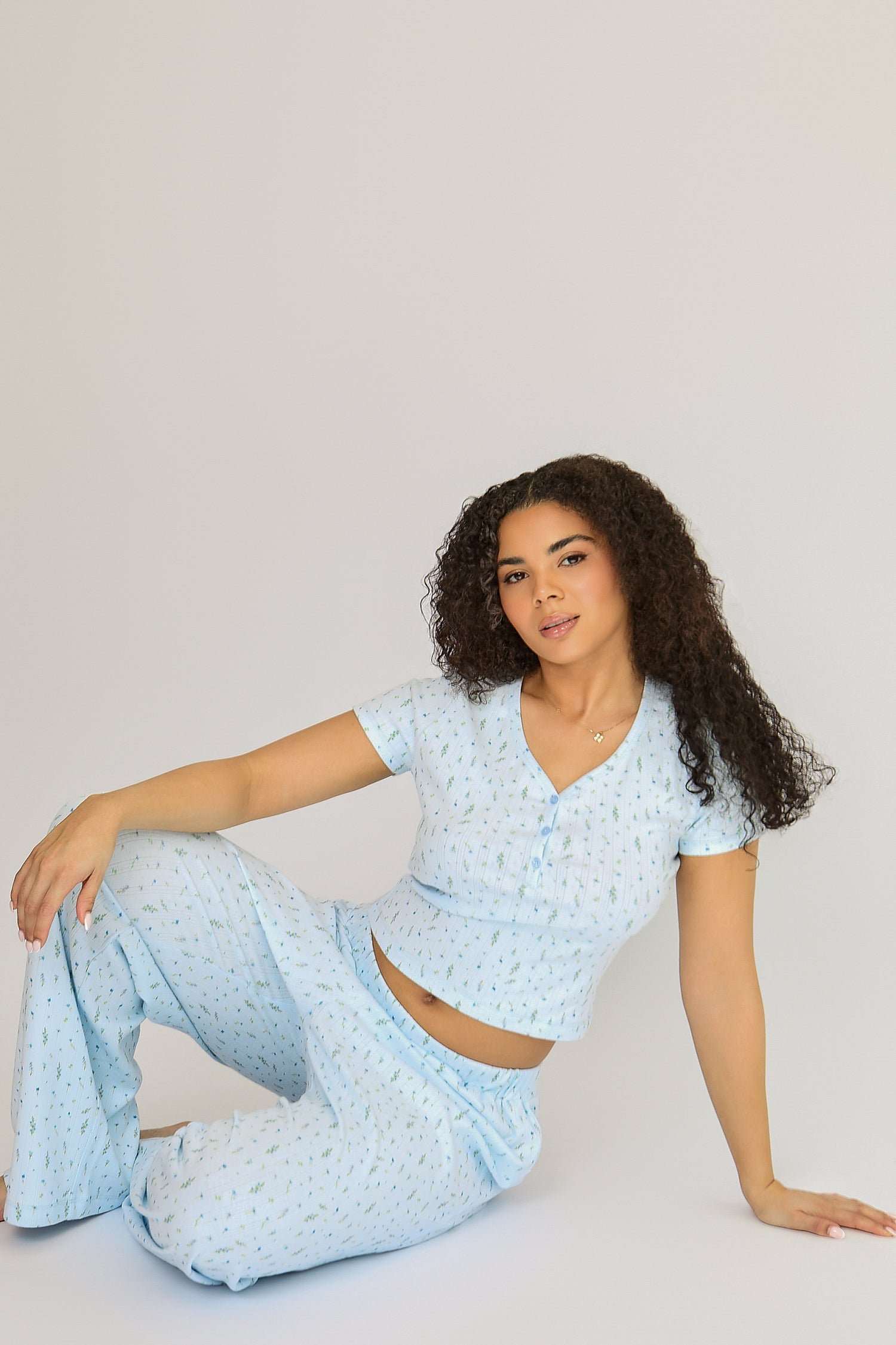 Ditsy Sweetheart Baby Tee in Blue