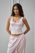 Pink Ditsy Frill Vest Top