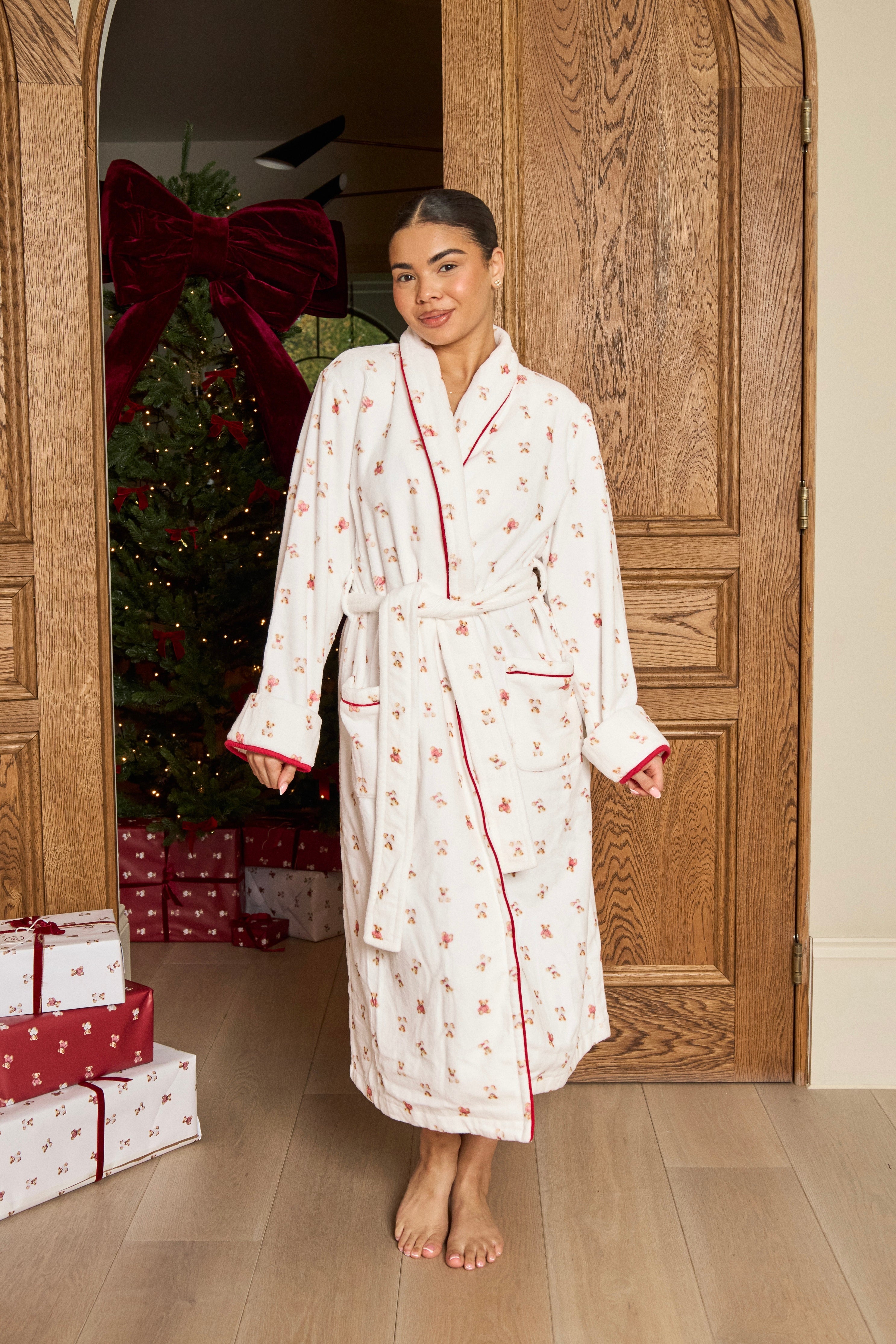 Girl Uniform Bear Print Luxury Robe