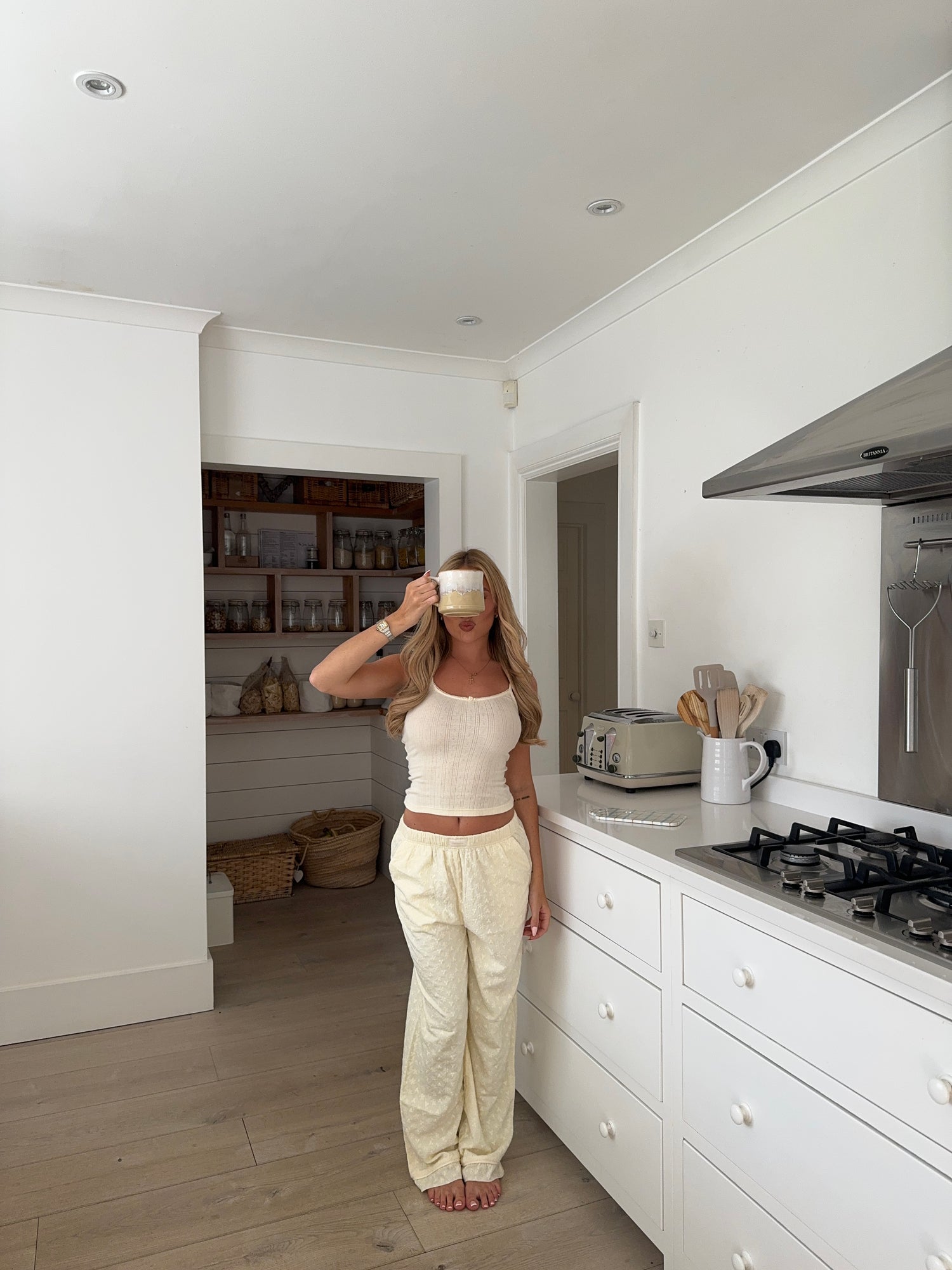Broaderie Anglaise Trousers in Buttermilk