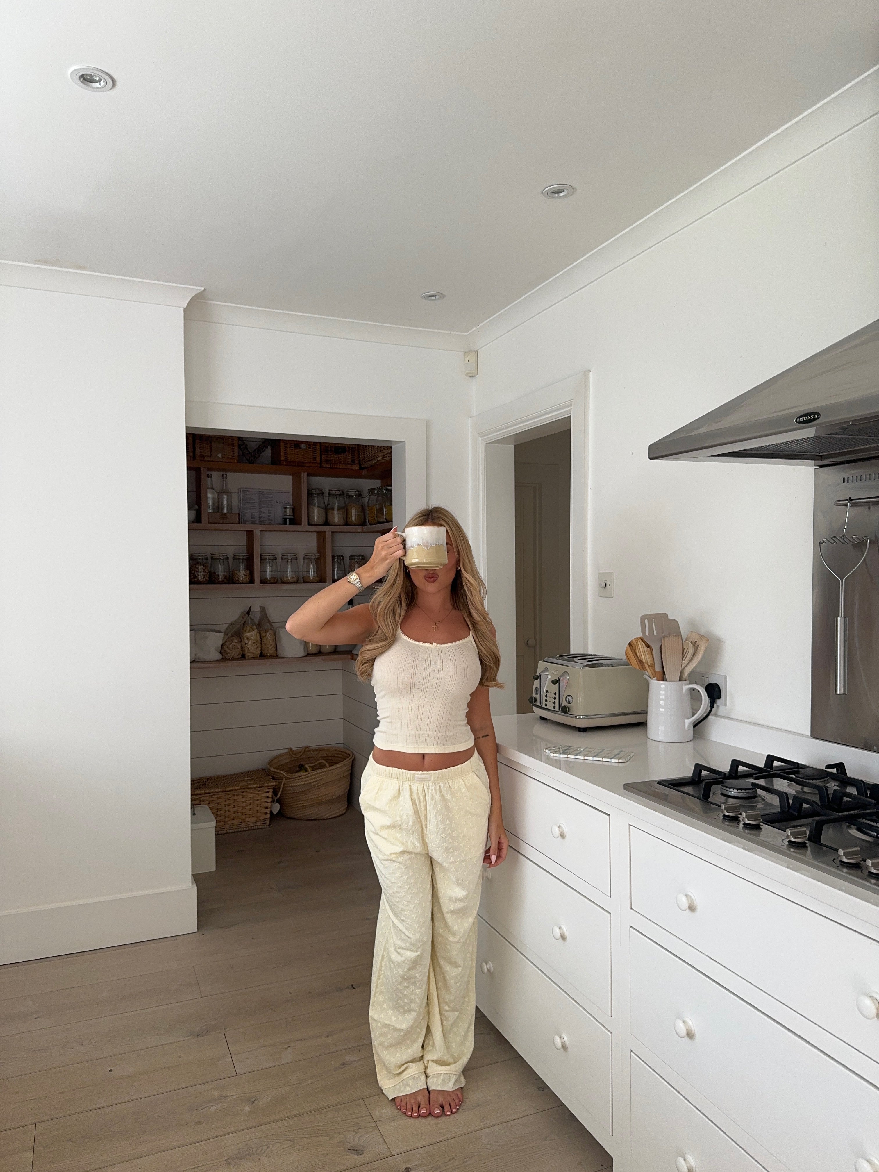 Broaderie Anglaise Trousers in Buttermilk