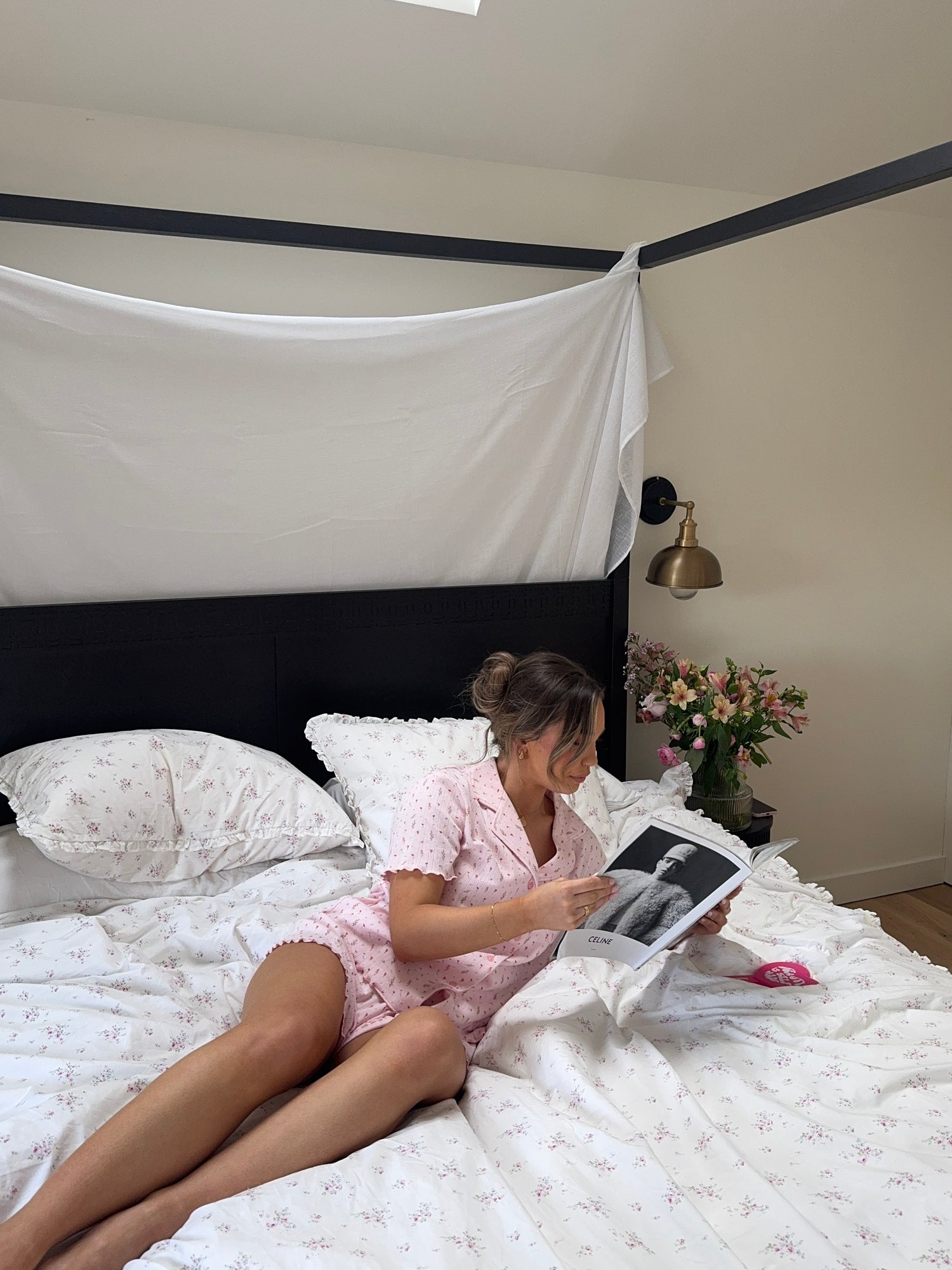 Lettuce Hem Pyjama Shorts in Pink