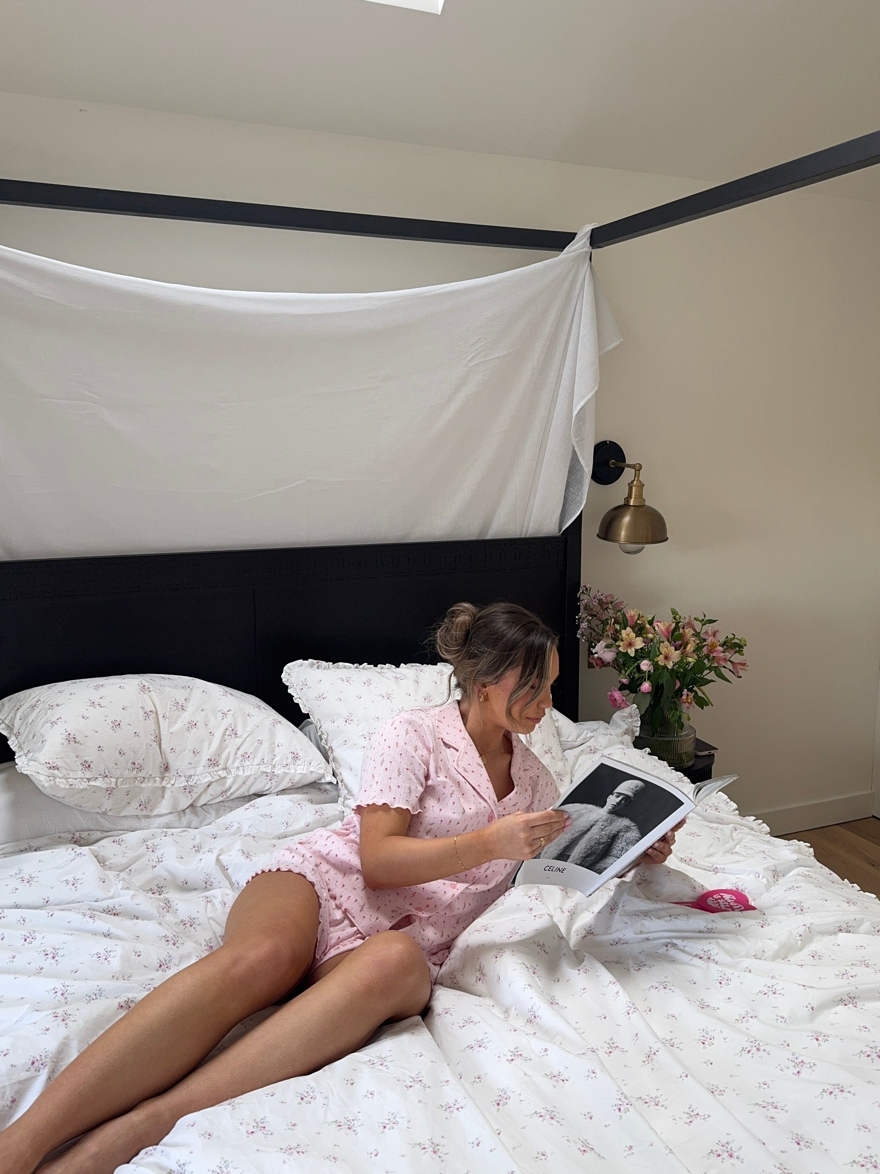 Lettuce Hem Pyjama Shorts in Pink