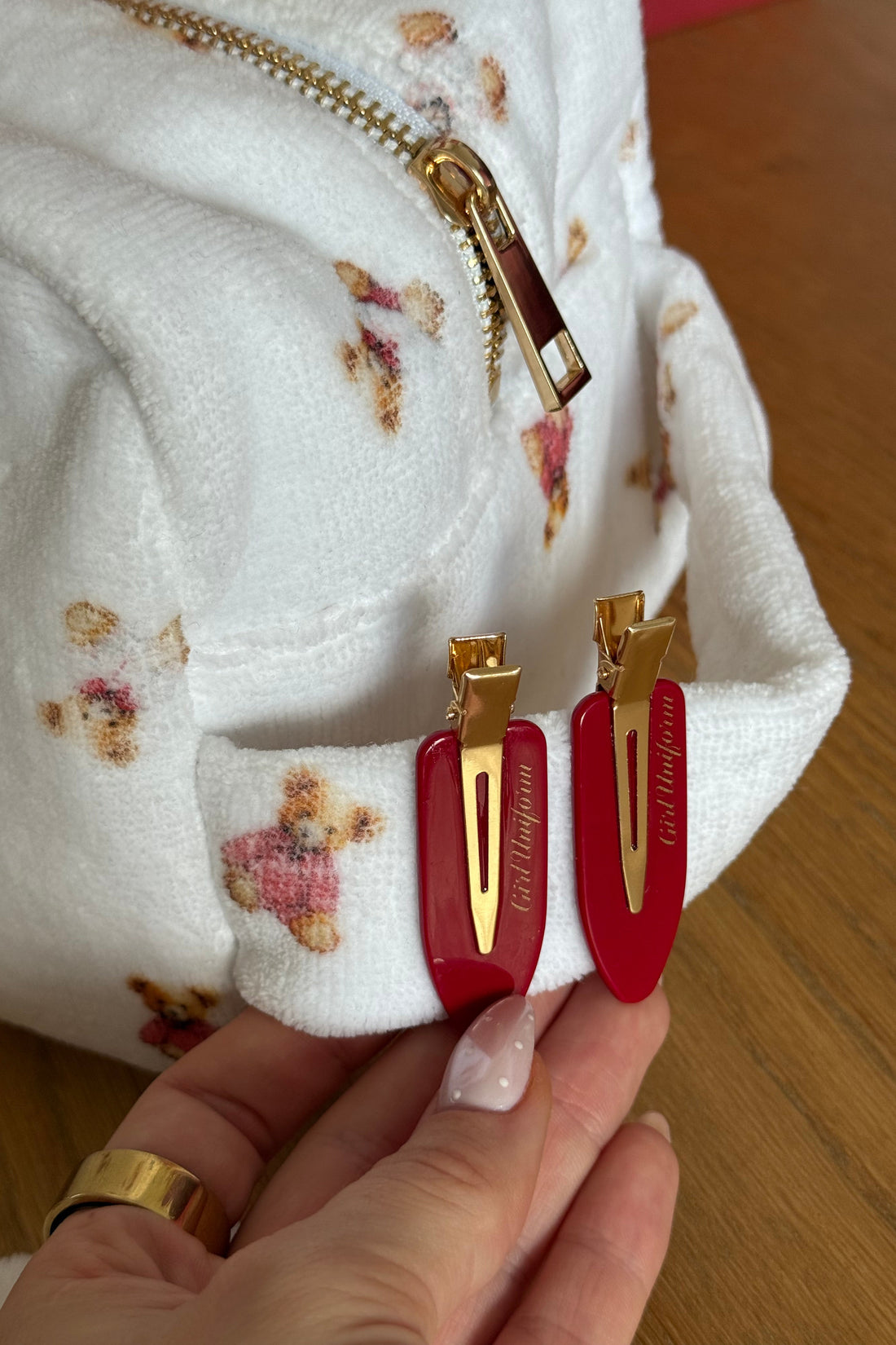 Ribbon Red Hair Clips x 6 pack