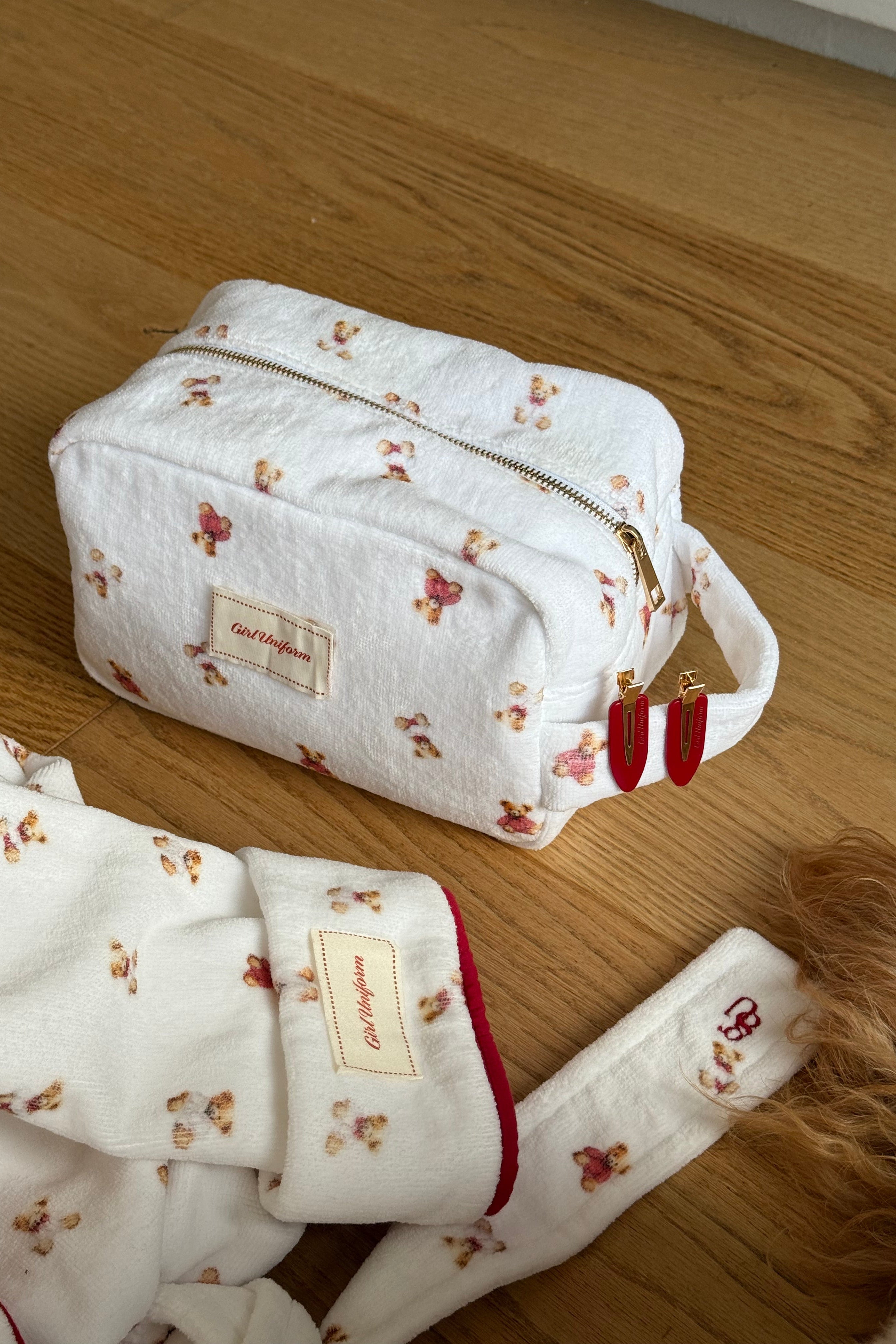 Ribbon Red Hair Clips x 6 pack