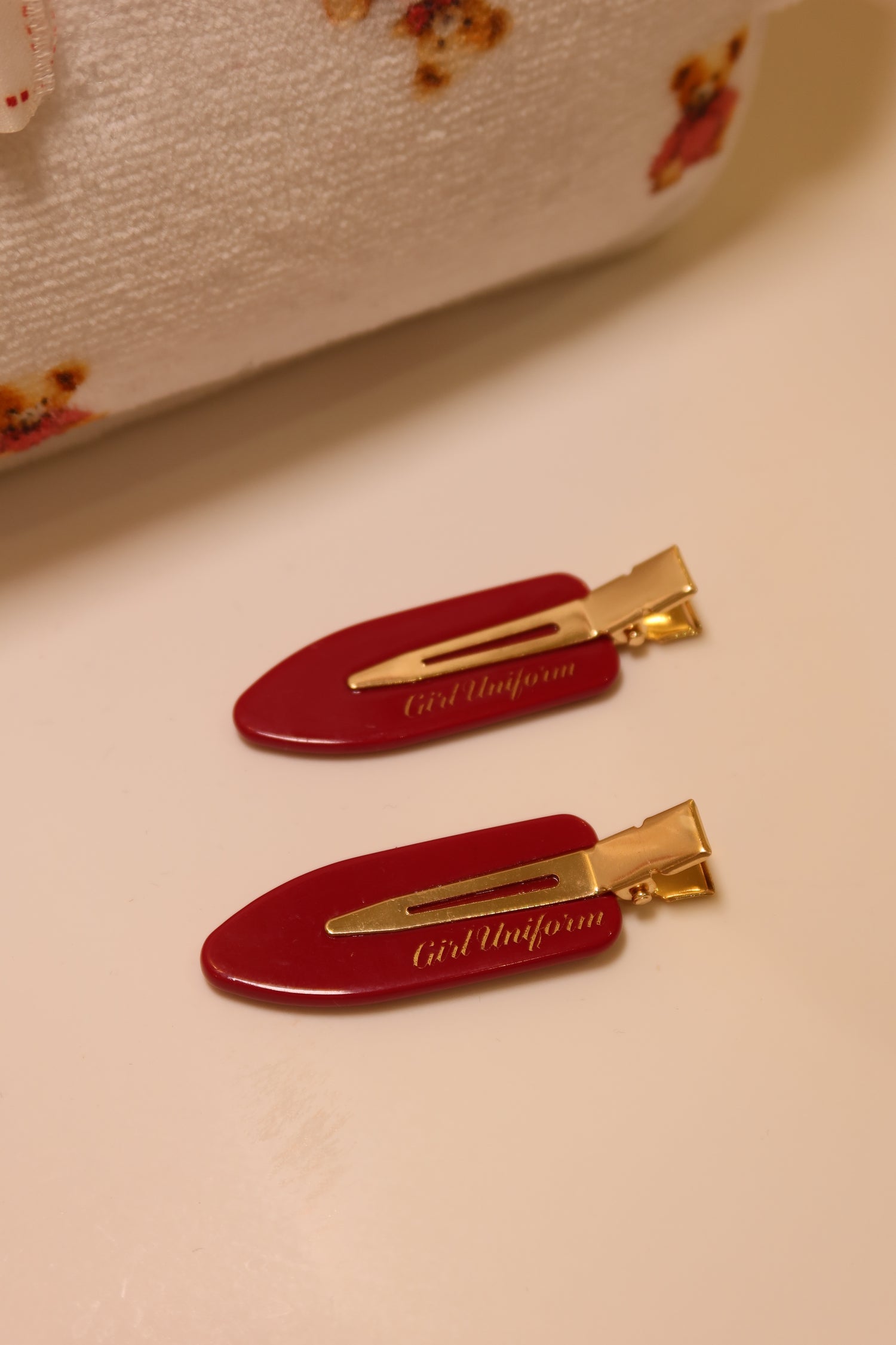 Ribbon Red Hair Clips x 6 pack