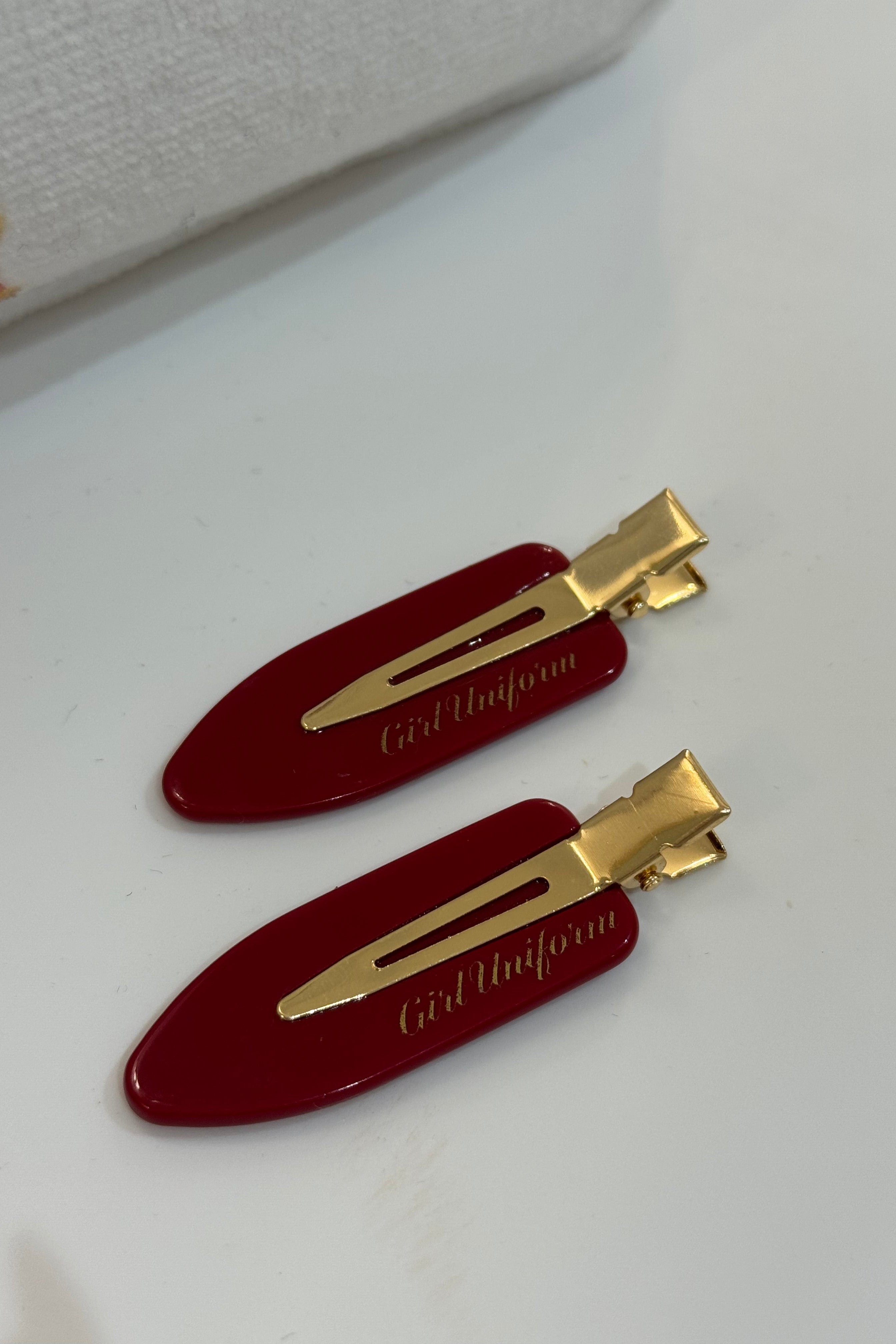 Ribbon Red Hair Clips x 6 pack