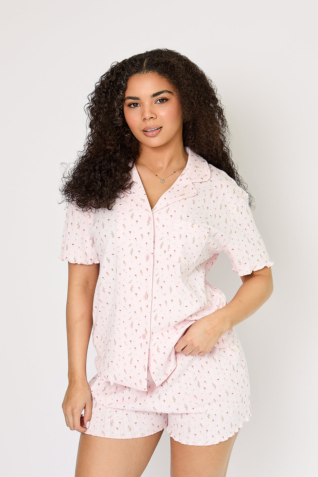 Pink Lettuce Hem Pyjama Shirt by Girls Uniform