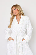 White Luxury Ditsy 100% Cotton Bathrobe by Girls Uniform